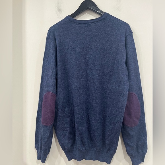 Sand Merino Wool Vneck Blue Sweater in Size CL - Picture 9 of 12